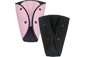 MIGIFTDY 2 Stück Auto Gurtpolster, Gurtpolster Kinder Universal Einstellbare Dreieck Gürtelpolster Pad Sicherheitsgurt weiches Kissen für Kopf und Schulterschutz für Kinder und Erwachsene (Schwarz+Pink)