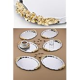 6 Oval-Cloud Model Rose Motif Coffee-Tea Presentation Trays 25 cm x 20 xm