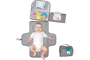 AIRCADIA Portable Changing Mat, Baby Changing Mats for Travel, Foldable Changing Mat, Removable Waterproof Nappy Bag, Travel Baby Changing Table (Grey)