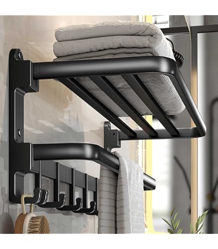 Livingandhome 3 Tier Chrome Wall Mounted Stainless Steel Bathroom Towel Rack With Hooks | At B&Q