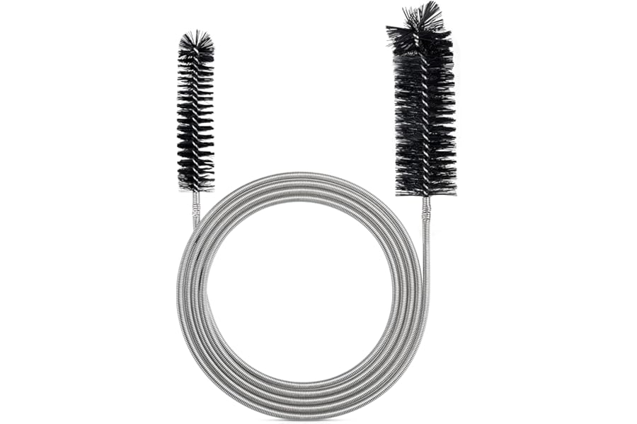 LiteTour Extra-Thick Flexible Feeding Tube Cleaning Brush - 67-Inch Stainless Steel with Dual Rotating Nylon Bristle Heads Slim Drain and Hose Pipe Cleaner