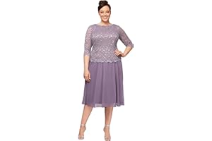 Alex Evenings womens Plus Size Tea-length Lace Mock Special Occasion Dress, Icy Orchid, 18 Plus