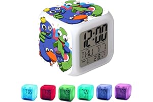 Jiumaocleu Rainbow Friends LED 7 colores luz nocturna reloj despertador digital, anime, dibujos animados 3D, luz para dormir, despertador, reloj despertador, regalos para niños y niñas