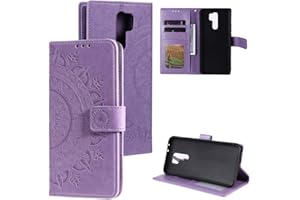 CoverKingz Fundas con Tapa para móvil Xiaomi Redmi 9 - Fundas Tipo Libro con Ranura para Tarjetas, para Redmi 9 Cover - Funda Protectora - Motivo de Mandala Violeta