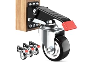 SPACEKEEPER Kit de ruedas para banco de trabajo 400 KG - Rueda retráctil resistente de 3 pulgadas diseñada para bancos de trabajo, maquinaria y mesas, paquete de 4