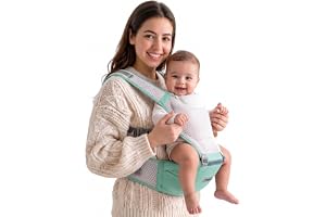 BAYBEE Baby Carrier for 0 to 3 Years with Hip Seat, Breathable Mesh Fabric, 6-in-1 Carry Positions, Adjustable Shoulder Straps & Waist Belt, Max Weight Up to 15 Kgs, Newborn to Toddler Carrying Bag (Green)