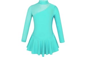 Freebily Vestido de Danza Patinaje sobre Hielo para Niña Leotardo de Manga Larga Maillot de Gimnasia Rítmica Competición Vestido de Bailarina Ballet