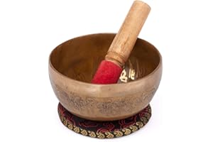 Bodhi Tibetische Klangschale „Singing Bowl“ mit BUDDHA Gravur | ca. 450 g | Singing Bowl Ø 11cm | Klangtherapie, Meditation, Achtsamkeit, Entspannung