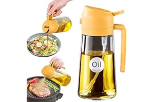 YARRAMATE Spruzzino Olio per Friggitrice Aria 2 in 1, 470 ml Dosatore Bottiglia e Oliera Spray da Cucina, Accessori Nebulizzatore per Alimenti e Spruzzatore (Arancione)