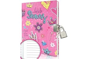 GINMLYDA Princesa Diario Secreto para Niñas, Diario Rosa con Cierre Regalo Festivo Bloc de Notas Rosa Cuaderno Cosido de 80 Páginas Cuaderno con Cierre Apto para Niñas de 5 6 7 8 9 10 Años