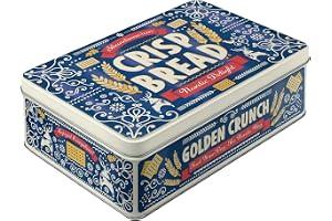 Nostalgic-Art Förvaringsburk i retrostil låg, 2,5 l, Crisp Bread – Presentidé för köket, stor burk av plåt med lock, vintaged