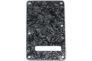 Musiclily 6 Trous Plaque Arrière Vibrato Tremolo Backplate pour Guitare électrique Fender USA/Mexican Standard Strat Modern Style, 4 plis Perle Noir