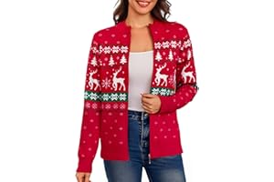 Aottori Cardigan Donna con Zip Maglione Cerniera Leggero Giacca in Maglia Elegante Golfino a Maniche Lunghe Pullover Aperta Casual per Primavera Autunno Invernale