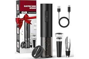 GHB Elektryczny korkociąg USB akumulator, profesjonalny otwieracz do butelek z winem i obcinacz papieru z stali nierdzewnej, nasadka uszczelniająca