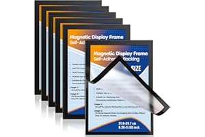 ANLIOTE Lot de 6 Cadres Magnétiques A4, Porte-Affiche Autoadhésif pour Posters, Photos, Documents, Design à Changement Rapide, Cadre Magnétique pour Affichage sur Mur, Fenêtre, Porte, Réfrigérateur