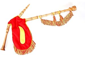 GAITAS EDUARDO REPRESAS Gaita gallega Juguete, Fieltro Rojo lágrima Amarilla, Madera Fresno Lacado Natural, Fuelle Fieltro Rojo, Flecos Bandera española, Cordon Amarillo, para niños Que empiezan a Dar Sus primeras Notas.