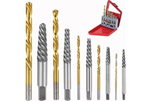 Knpwer 10 Stück Schraubenausdreher und Linkshänder Kobaltbohrer Set,Beschädigter Schraubenentferner,Defekter Schraubenextraktor, Bohrer-Ausdreher-Kombinations Set