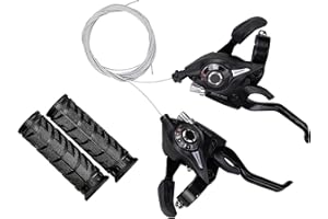 ZUKKA 3x7 Palanca de Cambios Bicicleta,21 Palancas de Freno de Velocidad Configuradas con Indicador de Marcha y Cable de Freno V para Bicicleta Montaña