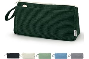 BOZIEE Piórnik ze sztruksu o dużej pojemności, do szkoły, biura, dla dziewcząt, nastolatek, Ciemna zieleń, Cordury