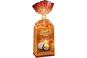 ‎LINDT & SPRÜNGLI Lindt Schokolade Weihnachts-Nüsse Macadamia | 100 g Beutel | Köstliche Macadamia Nüsse in Vollmilch-Schokolade | Schokoladengeschenk zu Weihnachten