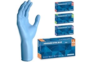 ARNOMED Einweghandschuhe Blau Extra Lang, 30cm Lange Einmalhandschuhe in L, Nitrilhandschuhe Einweg Extra Dick, 100 Stk/Box, Gummihandschuhe Lang Einweg, Nitrilhandschuhe Langer Schaft in S, M, L & XL