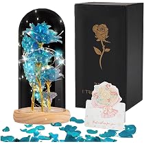 Yootiko Ewige Rose Im Glas Mit LED Licht – Glitzer-Rosen Deko, Geschenk Für Frauen, Mama, Freundin, Für Jahrestag & Weihnachten