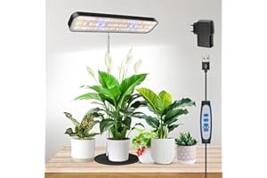 Aumtrly LED Pflanzenlampe, Vollspektrum Wachstumslampe für Kleine Pflanzen Anbauen, 5000K Weißes Licht Grow Lampe mit Sockeln 61cm Höhenverstellbar, 6/12/16H Zeitschaltuhr, 3 Lichtmodi