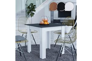 ‎MIADOMODO MIADOMODO® Esstisch - Quadratisch, 80x80x76,5 cm, für 4 Personen, aus MDF, Platte in Weiß/Schwarz/Braun, Klein - Küchentisch, Esszimmertisch, Speisetisch, Wohnzimmertisch (Weiß/Schwarz)