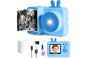 ZCOBRO Aparat fotograficzny dla dzieci, natychmiastowy nadruk, dla chłopców i dziewcząt w wieku 3-12 lat, 1080P dziecięcy aparat cyfrowy z papierowymi aparatami do drukowania dla dzieci, prezenty świąteczne