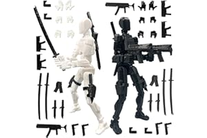 PEKOIU T13 Action Figure Set (Assembly completato), Hiros 13 Toy Robot Multi-giunto stampato in 3D, Titan 13 Figura d'azione, decorazioni desktop per gli amanti del gioco giocattoli (Nero Bianco)
