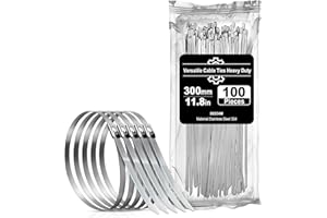 100 Stück Edelstahl Kabelbinder, Deecam 300x4,6 mm Kabelbinder Metall,125kg Zugfestigkeit, uv Beständig, Abnehmbar, für Auspuffaufwicklung, Kabelbündelung, Gartenpflege, Fester Zaun und Markise