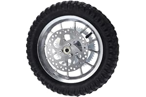 FOCKET 12.5x2.75in Rear Wheel Rim Tire with 12mm Bearing Assembly, Rear Wheel for 2 Stroke Mini Dirt Bike, Rubber Tire Brake Disc Rotor and Sprocket for Dirt Pit Bike (A (silver))