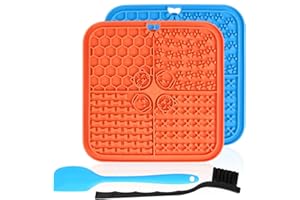 YONGQING 2 mat do lizania dla psów z przyssawkami, miski spowalniające jedzenie z silikonową szpatułką i szczotką, mata do lizania dla zwierząt, do kąpieli, szkolenia i pielęgnacji