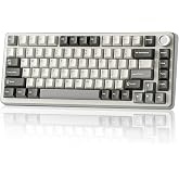 YUNZII B75 Pro Wireless Mechanical Keyboard (Gray, Milk) | 75% Gaming with Knob, Bluetooth/USB-C/2.4G, Hot-Swap, Pre-lubed RG