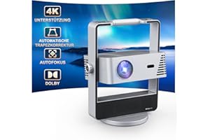 ‎ARTLII Artlii Rubicon Beamer Outdoor-Indoor, Native 1080P, Unterstützung von 4K, Auto-Trapezkorrektur/Autofokus, Dolby-Sound, 5G WiFi/Bluetooth, 2x10W Lautsprecher, Stehender Portable Heimkino Projektor