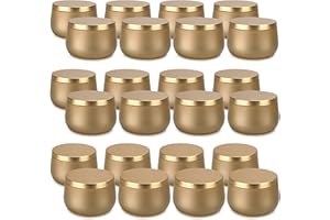 TWINKLE STAR 24 Tarros Metálicos Vacíos para Hacer Velas, Mini Tarros de 8 Oz, Accesorios Para Kits de Velas DIY, Tarros para Almacenar té Seco, Dulces, Especias, Regalos (oro 1)