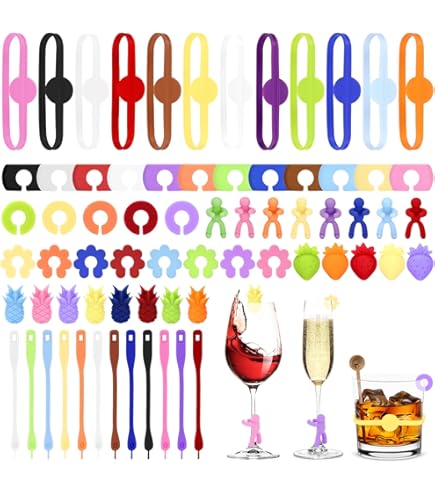 Accessoire Fête Marqueurs Verre Silicone Réutilisables - Lot De 18