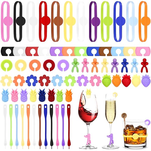 36 Pennarelli In Silicone Per Bicchieri Da Vino E Champagne - 12 Colori, Segna Bicchiere Riutilizzabili Per Feste, Compleanni E Natale - 5