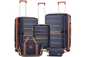 British Traveller Luggage Sets of 3 Lightweight Hard Shell Suitcase Sets with TSA Lock Spinner Wheels 20" 24" 28" Travel Trolley Case, Include 1pcs Travel Bag and 1pcs Toiletry Bag