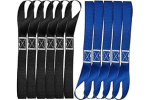 HORREX 10 Pièces Sangle de Remorquage Vélo, Sangle Moto Guidon, Anneau d'Arrimage Voiture, Bleu et Noir, Nylon, Universel pour Voiture et Motocyclette