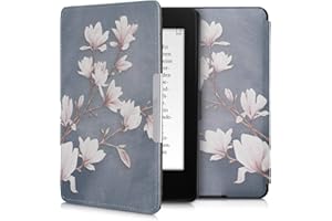 kwmobile Etui kompatybilne z Amazon Kindle Paperwhite — sztuczna skóra eReader pokrowiec ochronny Cover Case (do modeli do 2017) — magnolia taupe biały niebiesko-szary