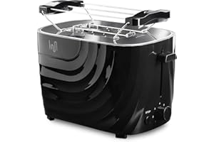 ‎IMPOLIO Impolio Toaster Classic 700W – Elegantes Design, 7 Bräunungsstufen, mit Krümelfach und Brötchenaufsatz, Toaster Schwarz, Toaster 2 Scheiben, Toast