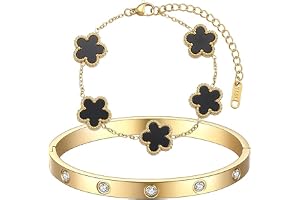 CHAOTEMAI Trebolarmband, damarmband, fyrklöv, 18 karat guldpläterat stål, lämplig för födelsedagar, jul, fester, flickor, dam