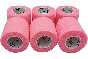 PintoMed - Venda Cohesiva - 6 x ROSA - 6 rollos x 5 cm x 4,5 m estirado - Vendaje autoadhesiva elástica y flexible, Cinta adhesiva, Vet Wrap, Tape, Primeros auxílios y lesiones