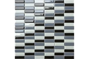 GRAND TAPS 30x30cm Black Blue White Glass Mosaic Tiles Sheet (MT0015)