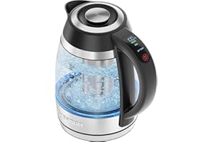 CHEFMAN Bollitore Elettrico CHIEFMAN per Bollire l’Acqua, 1.8L 2200W con Infusore per The, Acqua Calda in 3 Minuti, Luci LED, Spegnimento Automatico, Funzione per Mantenere la Temperatura