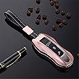 M.JVisun Aluminum Car Key Protector For Porsche 911 Carrera 918 Cayenne Coupe For Macan For Panamera Taycan Smart Key Fob Case Cover - Pink