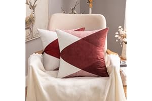 MIULEE Funda Cojin Gamuza Sintética Protectores Caso de Diseño Geométrico Cojines Sofá Decoración para Silla Cama Habitación Salón Fundas de Almohada 2 Piezas 45x45 cm Fusión Rojo