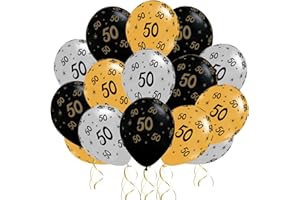 Jwssor 50th Balloon for Men Women,15pcs 50th Birthday Balloon,50th Black Gold Birthday Decoration