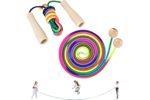 GOOPOOL Rope Skipping, Mehrpersonen-Seilspringen, Kinderseilspringen 260 cm, 5 Meter langes Seilspringen, Kinderseilspringen mit verstellbaren Holzgriffen, Seilspringen für Jungen und Mädchen